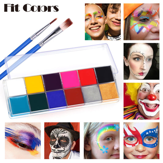 12 Colors Face & Body Paint Palette with Brush