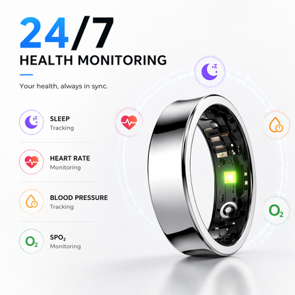 Smart Ring Sleep & Fitness Tracker with Blood Pressure and SpO2 Monitor